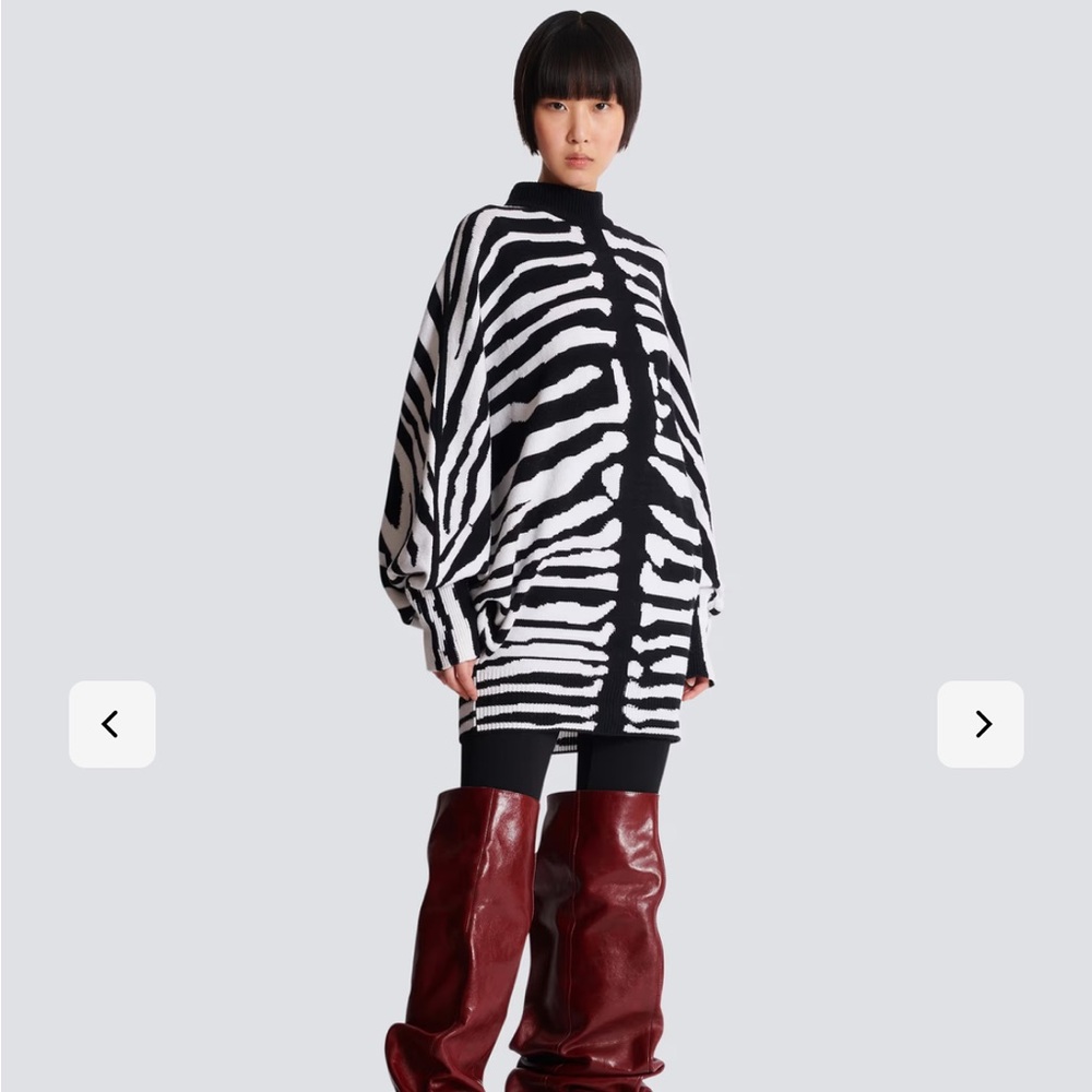 Balmain Black and White Zebra Mini Dress